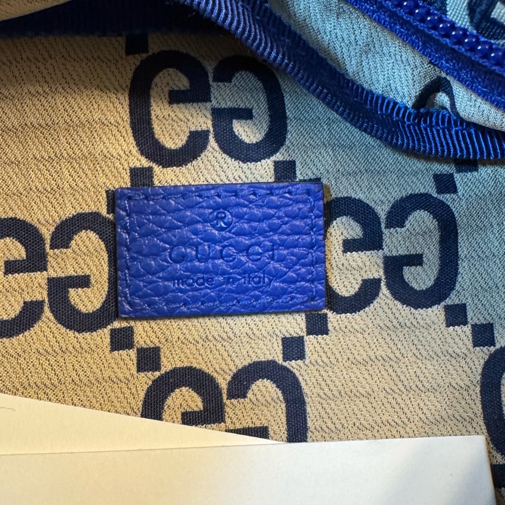 New Authentic Gucci GG Supreme Blue White Waist Bag Fanny Pack 28 - 32 inches - Picture 12 of 12